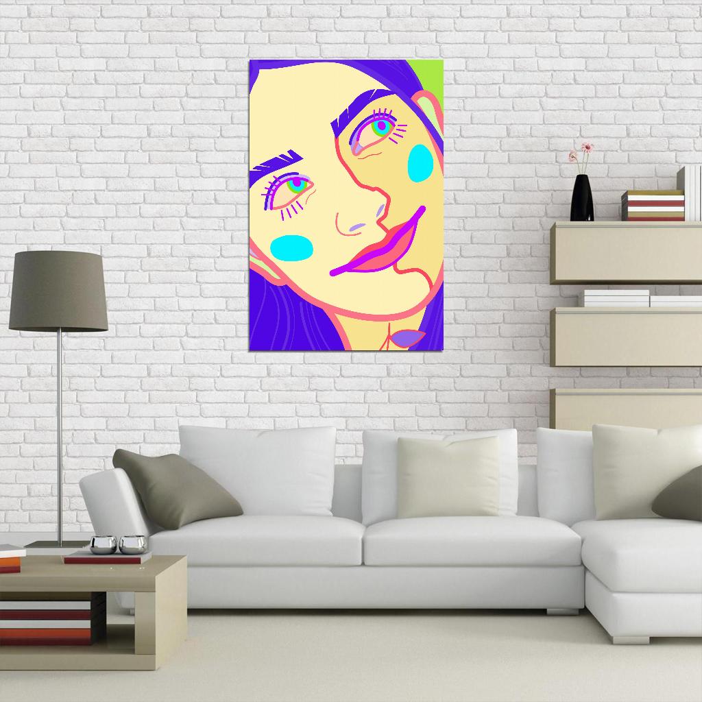 Close-up Portrait Poster Of A Smiling Girl With Big Eyes In The Author's Style