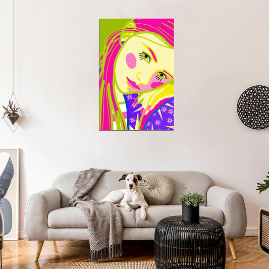 Close-up Portrait Poster Of A Young Girl With Pink Hair In The Author's Style - xonomax