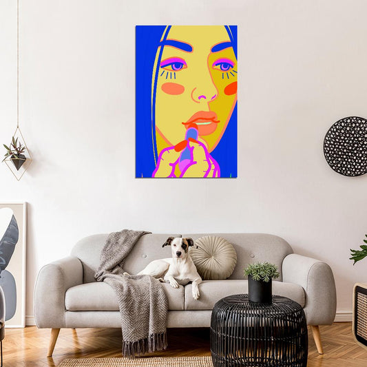 Close-up Portrait Poster Of A Girl With Blue Hair And Bright Makeup Painting - xonomax