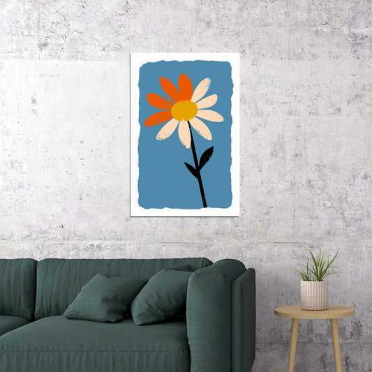 Daisy Flower Poster Rustic Aesthetic Minimalist Floral Wall Art Botanical Print - xonomax