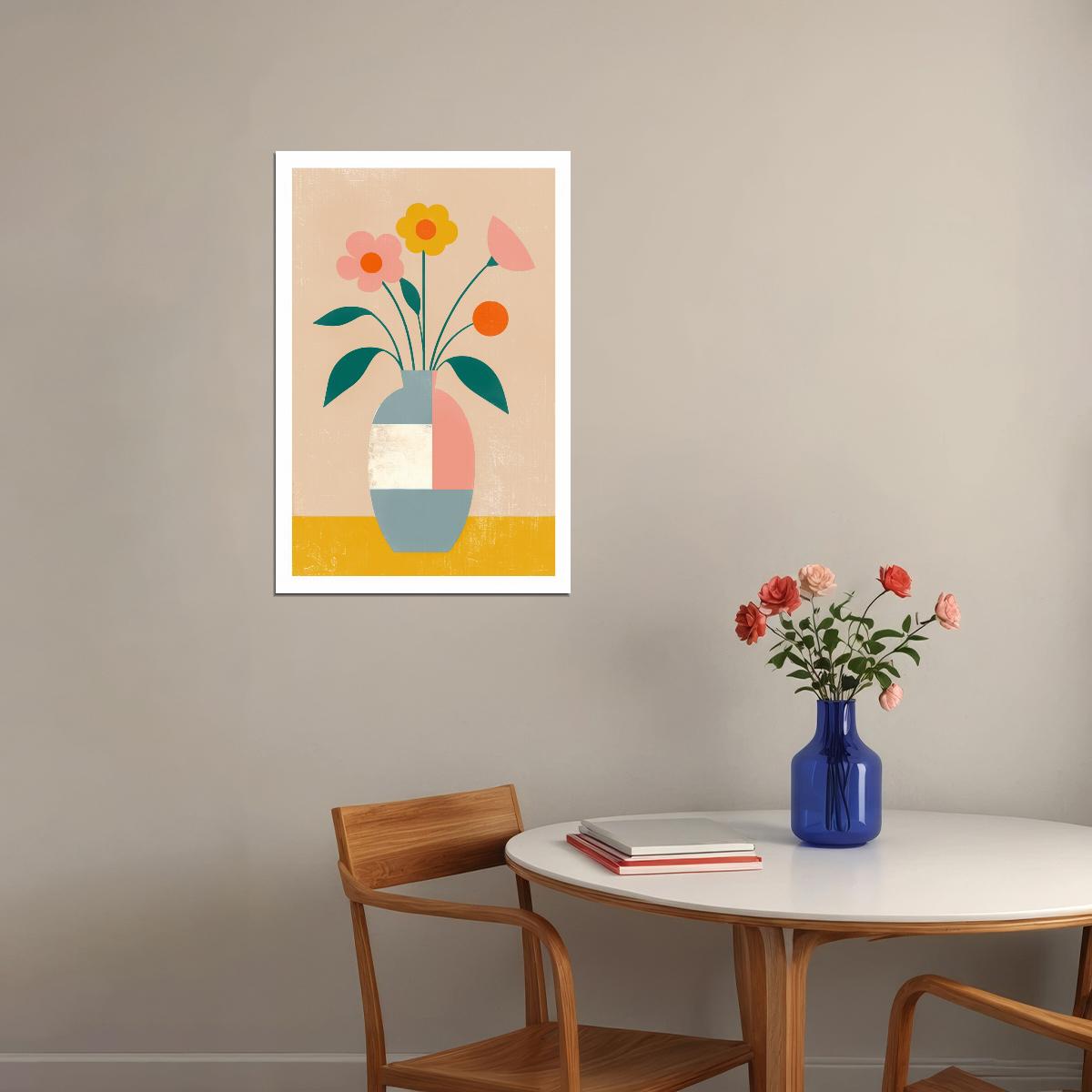 Flower Vase Print Delicate Floral Pastel Wall Art Trendy Coquette Wall Decor Eclectic Artwork - xonomax