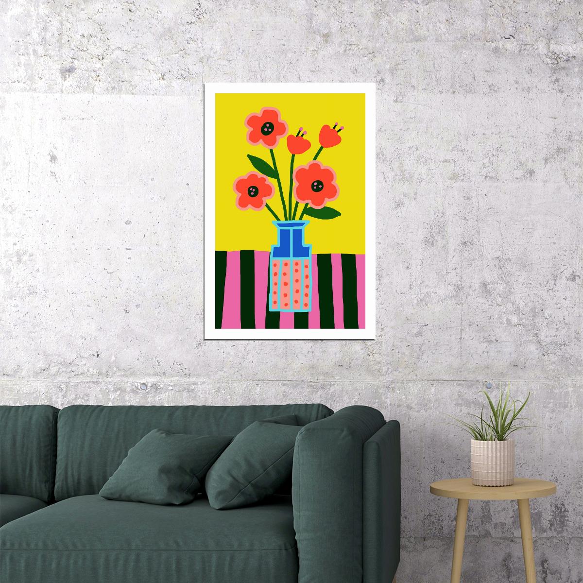 Colorful Floral Eclectic Print Trendy Danish Pastel Decor Botanical Maximalist Wall Art