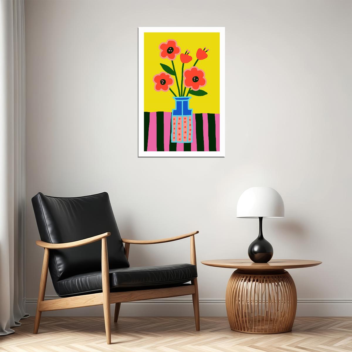 Colorful Floral Eclectic Print Trendy Danish Pastel Decor Botanical Maximalist Wall Art