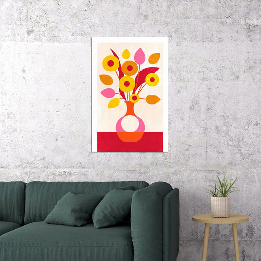 Colorful Floral Poster Boho Print Flowers In Vase Trendy Wall Art Dopamine Colors Maximalist Decor - xonomax