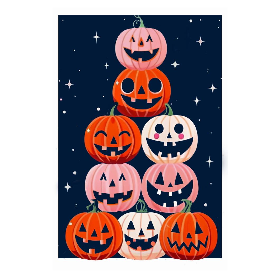 Cute Halloween Pumpkins Print For Kid's Room Whimsical Halloween Poster Spooky Cute Wall Art