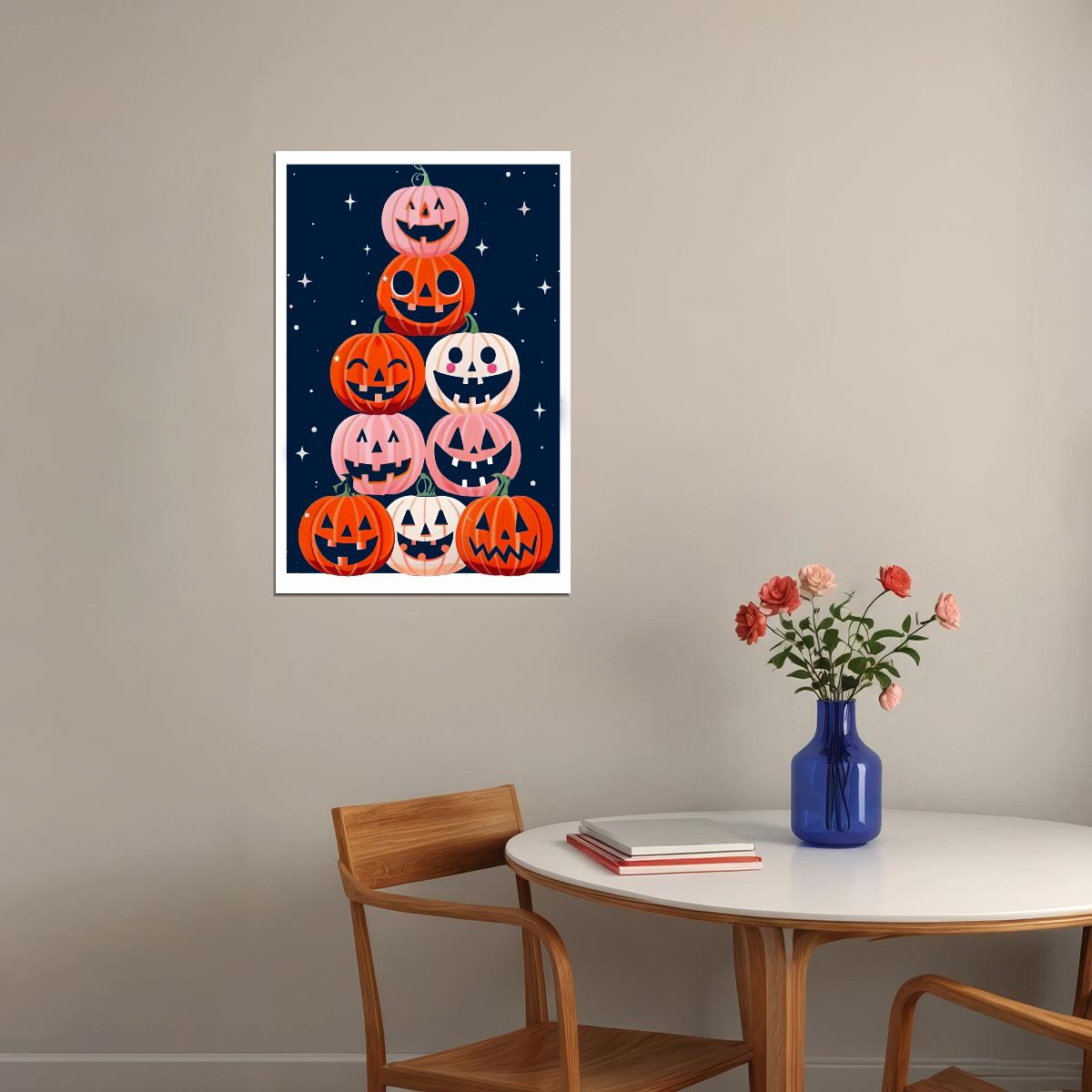 Cute Halloween Pumpkins Print For Kid's Room Whimsical Halloween Poster Spooky Cute Wall Art