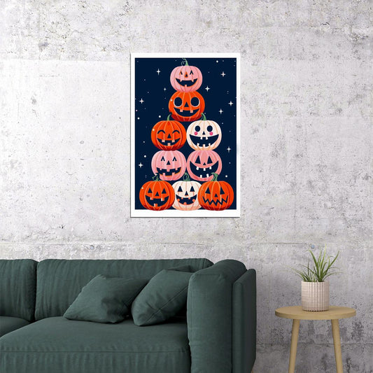 Cute Halloween Pumpkins Print For Kid's Room Whimsical Halloween Poster Spooky Cute Wall Art - xonomax
