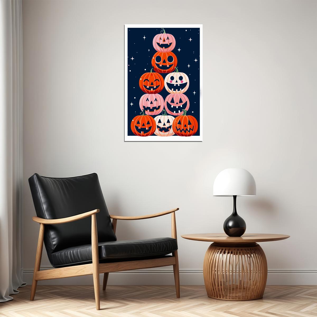Cute Halloween Pumpkins Print For Kid's Room Whimsical Halloween Poster Spooky Cute Wall Art