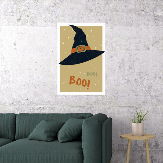 Boo Boo Witch Hat Print Trendy Vintage Halloween Aesthetic Minimalist Spooky Boho Halloween Print - xonomax