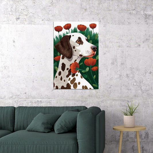 Dalmatian with Poppies Dog Poster Wall Art Print Boho Botanical Decor Unique Dog Lover Artwork - xonomax