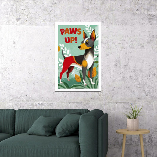 Paws Up Dog Poster Wall Art Print Playful Pet Decor Colorful Greenery Background Ideal Gift for Dog Enthusiasts - xonomax