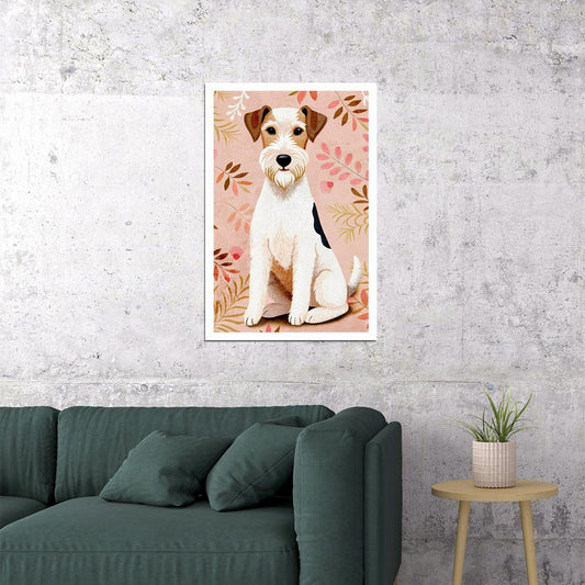 Charming Terrier Dog Poster Wall Art Print Floral Background Cute Pet Decor Ideal Gift for Dog Lovers - xonomax