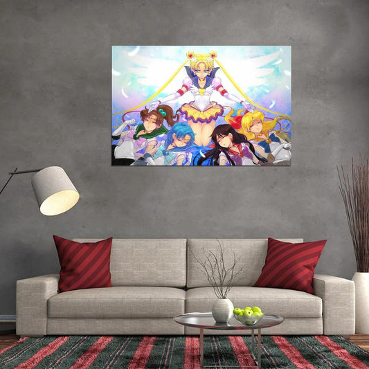 Bishoujo Senshi Sailor Moon Usagi Ami Rei Makoto Minako Magical Girl Fantasy Anime Poster Manga Art - xonomax