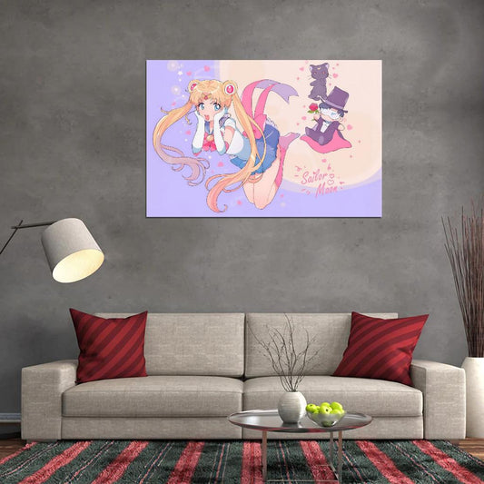Bishoujo Senshi Sailor Moon Usagi Tuxedo Magical Girl Fantasy Anime Poster Manga Art - xonomax