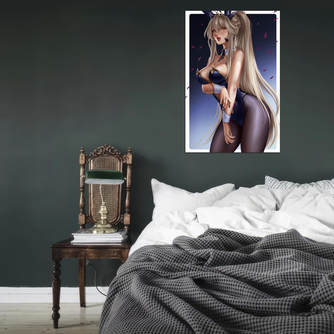 Fate Grand Order Artoria Pendragon Fantasy Action Video Game Anime Poster Manga Art Bunny Sexy - xonomax