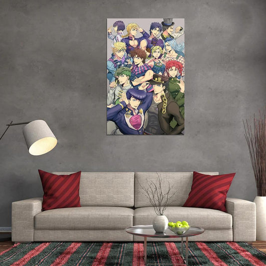 Jojo No Kimyou Na Bouken Jojo's Bizarre Adventure Joestar Family Fighting Supernatural Anime Poster Manga Art - xonomax
