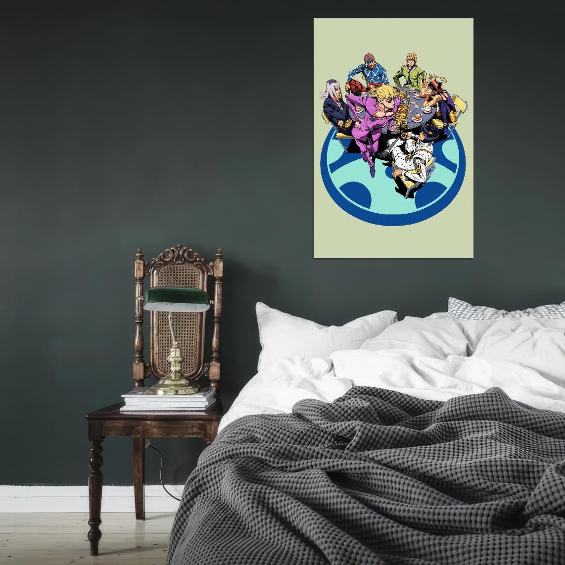 Jojo No Kimyou Na Bouken Jojo's Bizarre Adventure Jotaro Kujo Dio Brando Fighting Supernatural Anime Poster Manga Art
