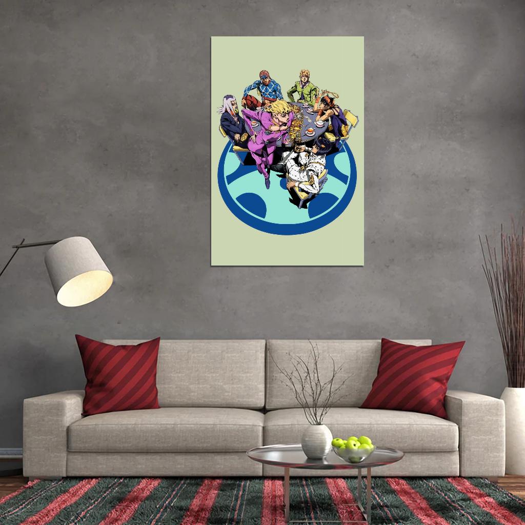 Jojo No Kimyou Na Bouken Jojo's Bizarre Adventure Jotaro Kujo Dio Brando Fighting Supernatural Anime Poster Manga Art