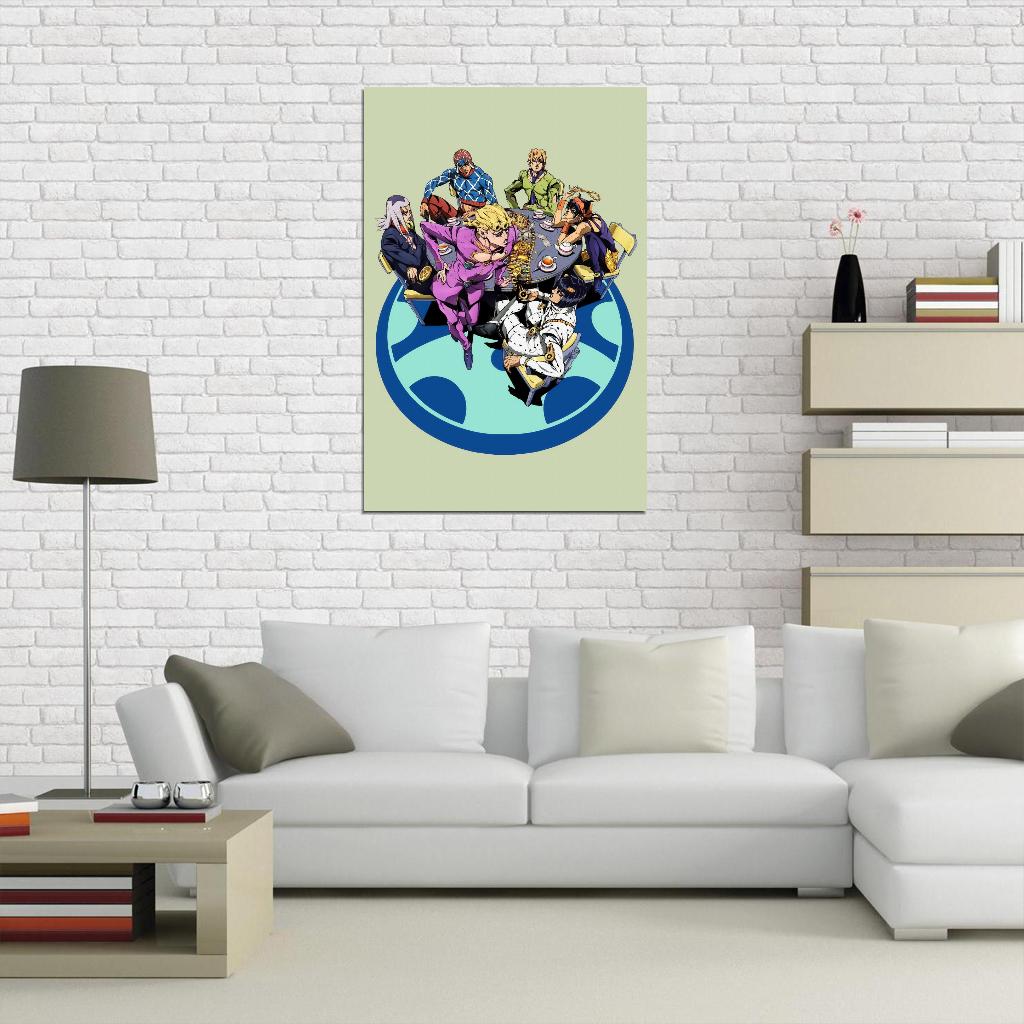 Jojo No Kimyou Na Bouken Jojo's Bizarre Adventure Jotaro Kujo Dio Brando Fighting Supernatural Anime Poster Manga Art