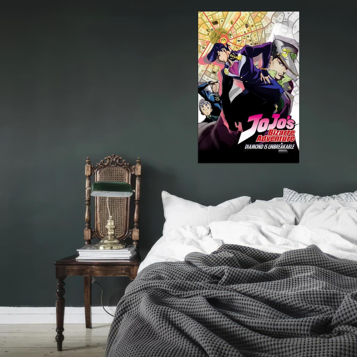 Jojo No Kimyou Na Bouken Jojo's Bizarre Adventure Jotaro Kujo Dio Brando Fighting Supernatural Anime Poster Manga Art