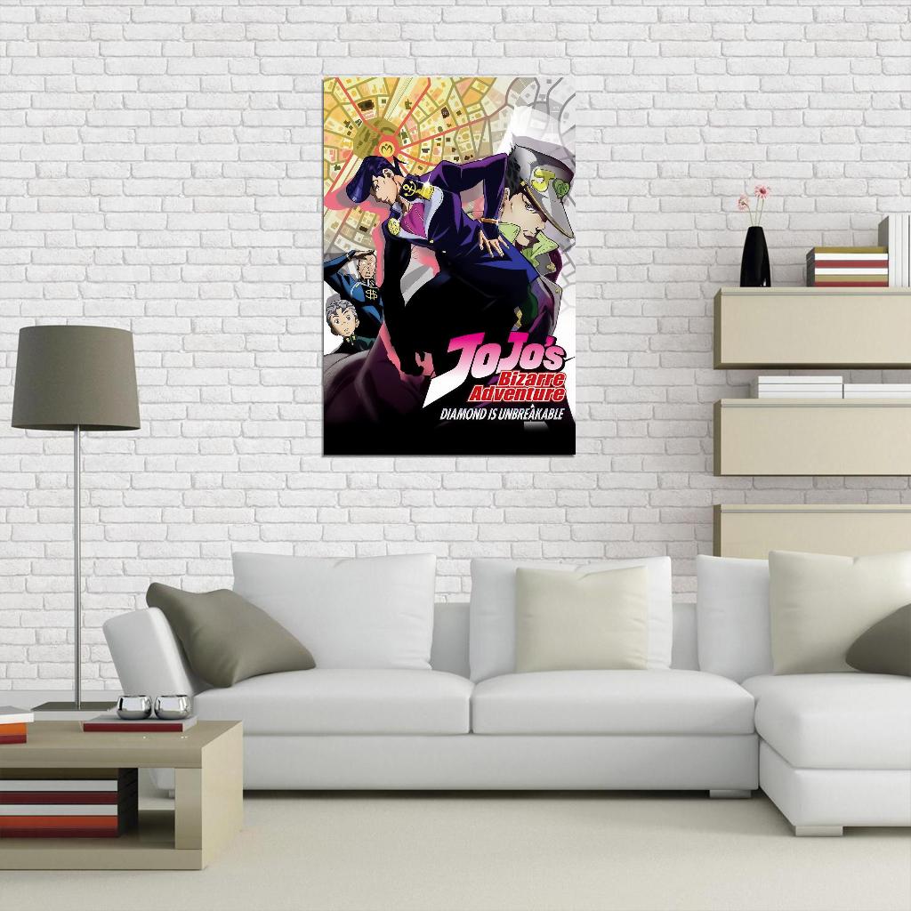 Jojo No Kimyou Na Bouken Jojo's Bizarre Adventure Jotaro Kujo Dio Brando Fighting Supernatural Anime Poster Manga Art