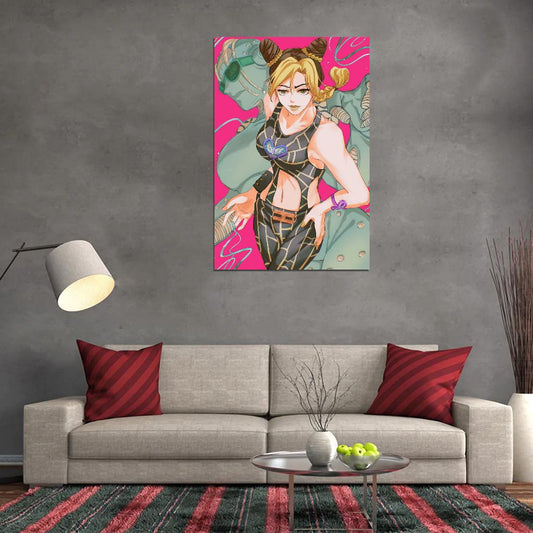 Jojo No Kimyou Na Bouken Jojo's Bizarre Adventure Kujo Jolyne Fighting Supernatural Anime Poster Manga Art - xonomax