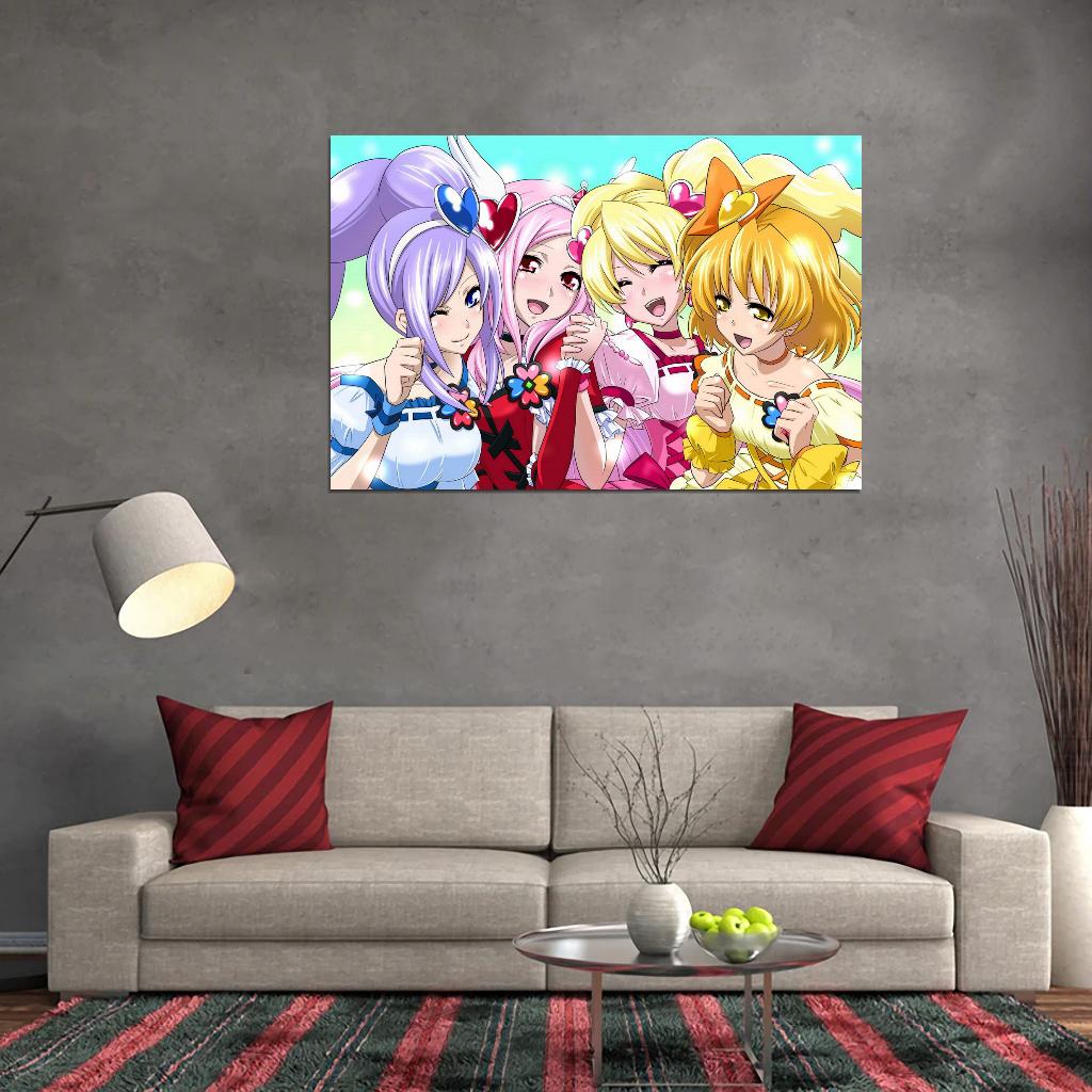 Fresh Pretty Cure! Fresh Precure Love Momozono Miki Aono Inori Yamabuki Setsuna Higashi Magical Girl Anime Poster Manga Art