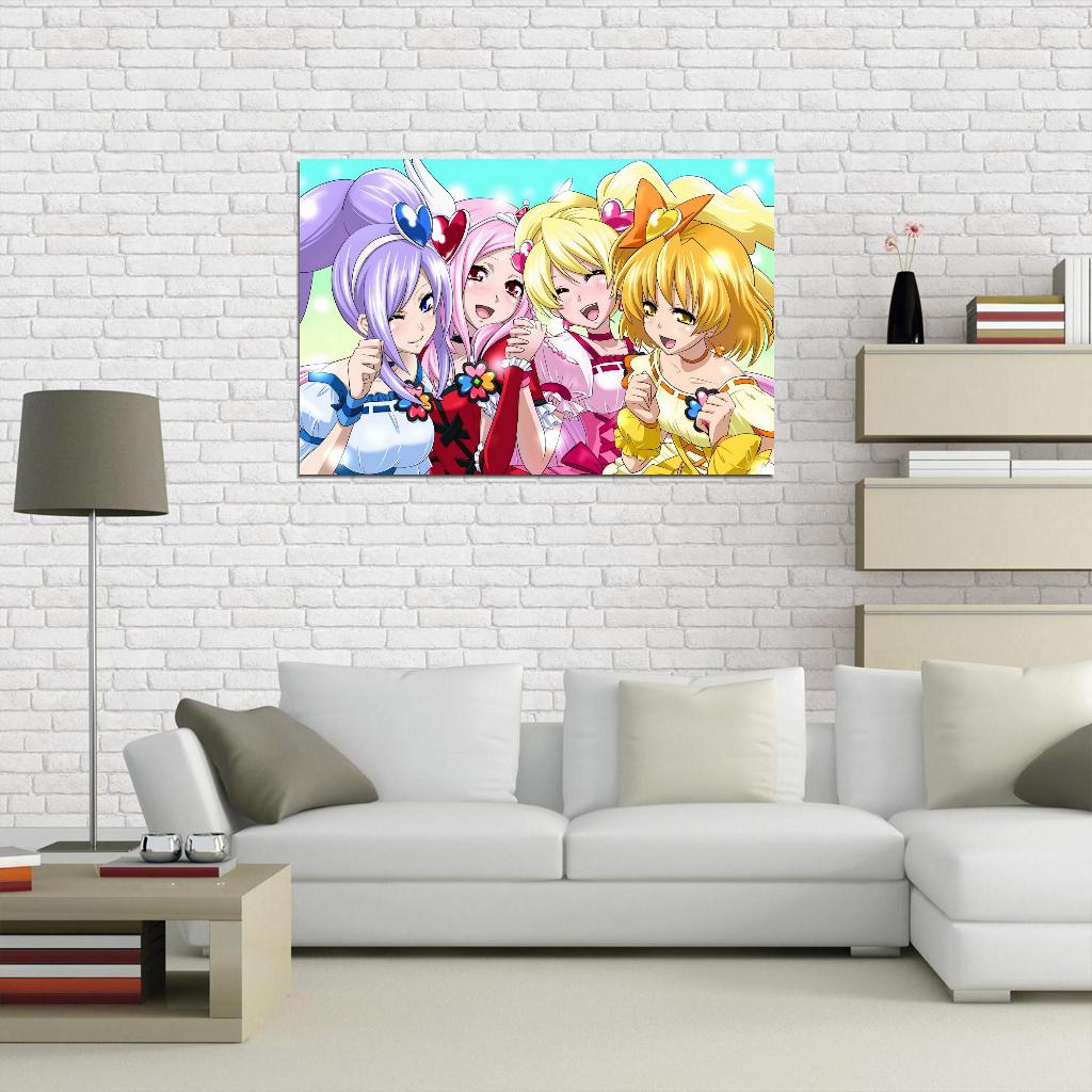 Fresh Pretty Cure! Fresh Precure Love Momozono Miki Aono Inori Yamabuki Setsuna Higashi Magical Girl Anime Poster Manga Art