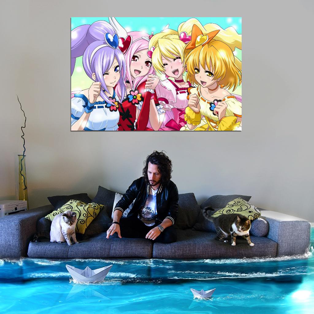 Fresh Pretty Cure! Fresh Precure Love Momozono Miki Aono Inori Yamabuki Setsuna Higashi Magical Girl Anime Poster Manga Art