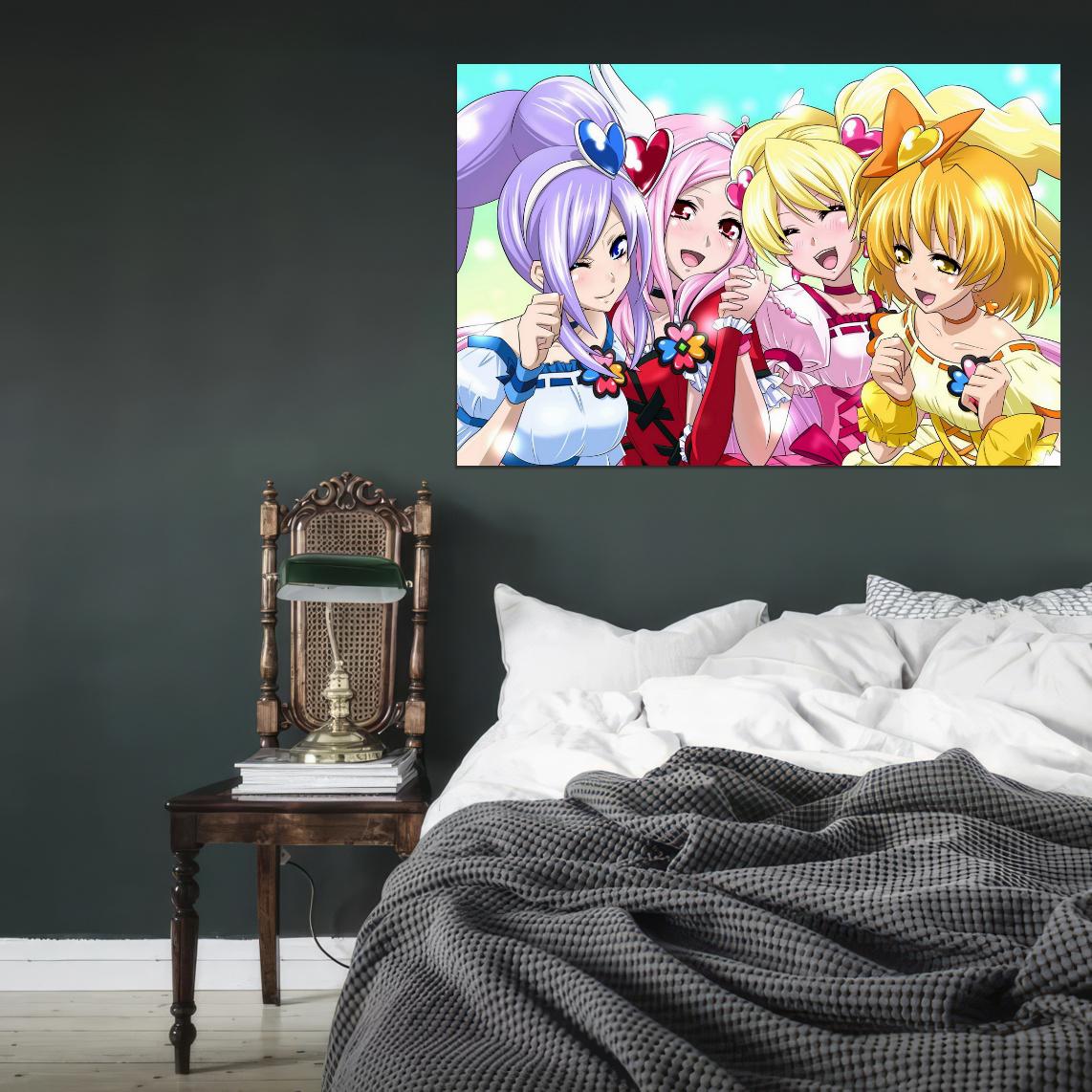 Fresh Pretty Cure! Fresh Precure Love Momozono Miki Aono Inori Yamabuki Setsuna Higashi Magical Girl Anime Poster Manga Art - xonomax