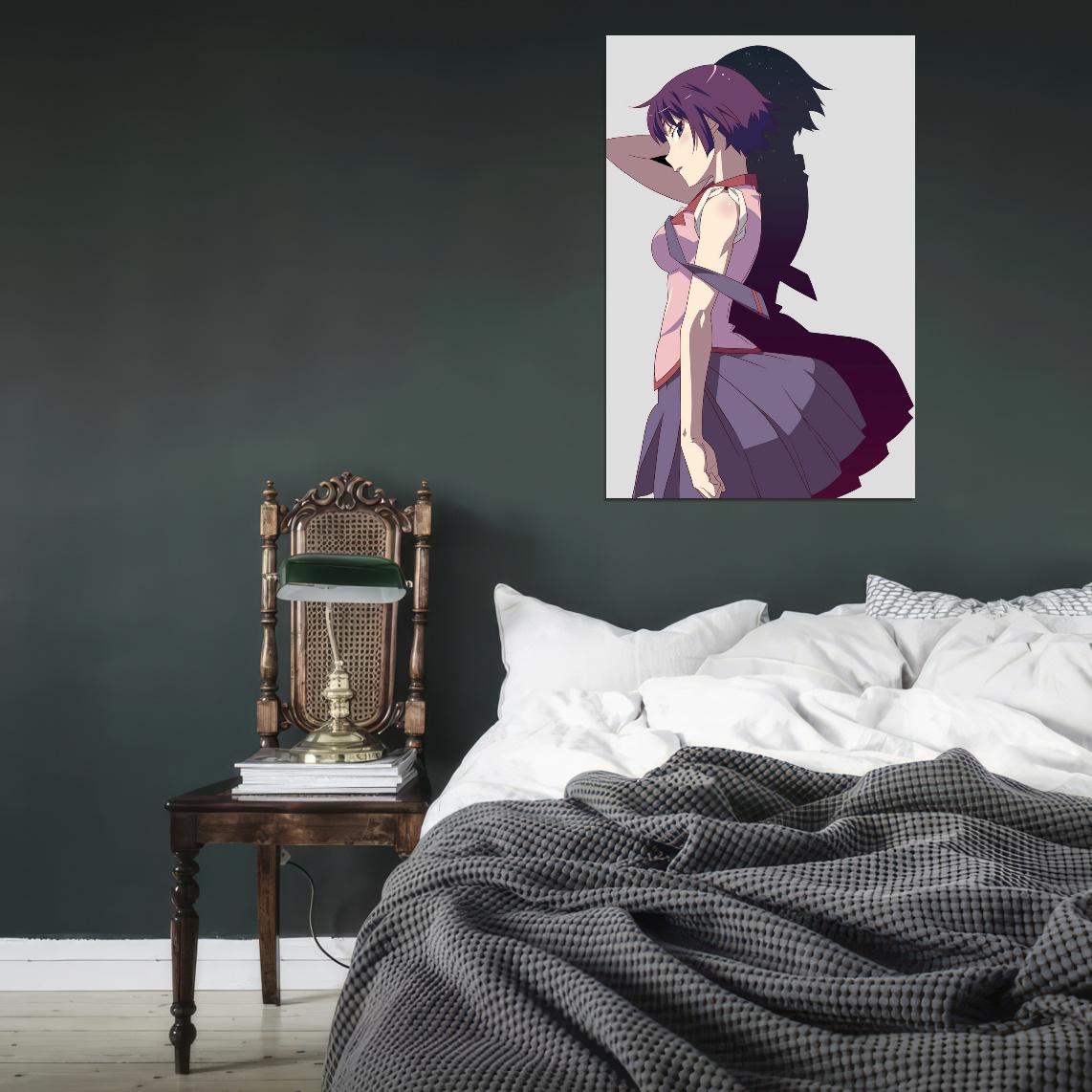Monogatari Bakemonogatari Nisemonogatari Senjougahara Hitagi Series Supernatural Romance Anime Poster Manga Art - xonomax