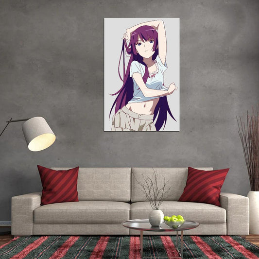 Monogatari Bakemonogatari Nisemonogatari Senjougahara Hitagi Series Supernatural Romance Anime Poster Manga Art - xonomax