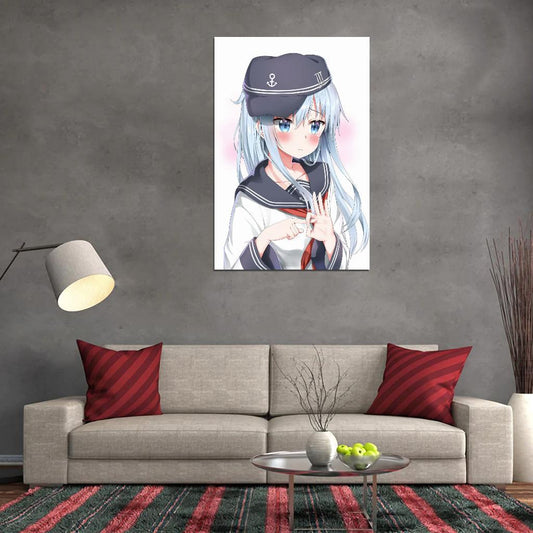 Kantai Collection Kancolle Hibiki Destroyer Video Game Military Strategy Anime Poster Manga Art - xonomax