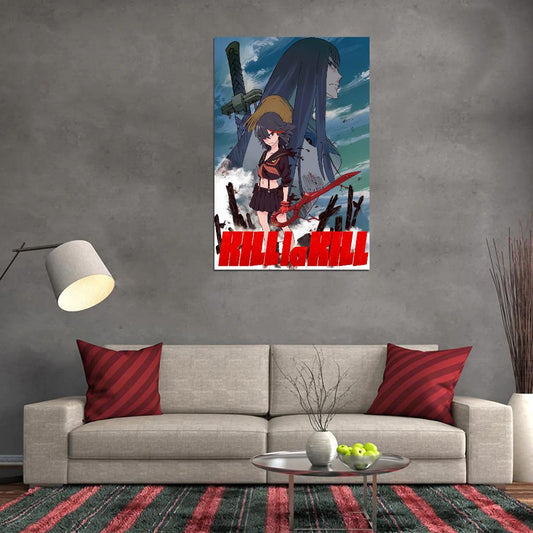 Kill La Kill Kill La Kill Ryuko Matoi Kiryuuin Satsuki Action Comedy Anime Poster Manga Art - xonomax