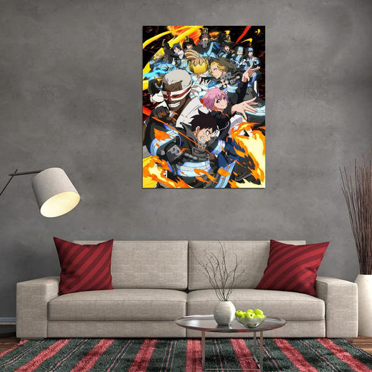 Fire Force Tv Series Anime Poster Japanese Action Supernatural Firefighters Manga Art - xonomax