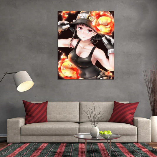 Fire Force Tv Series Anime Poster Japanese Action Supernatural Firefighters Sexy Maki Oze Manga Art - xonomax