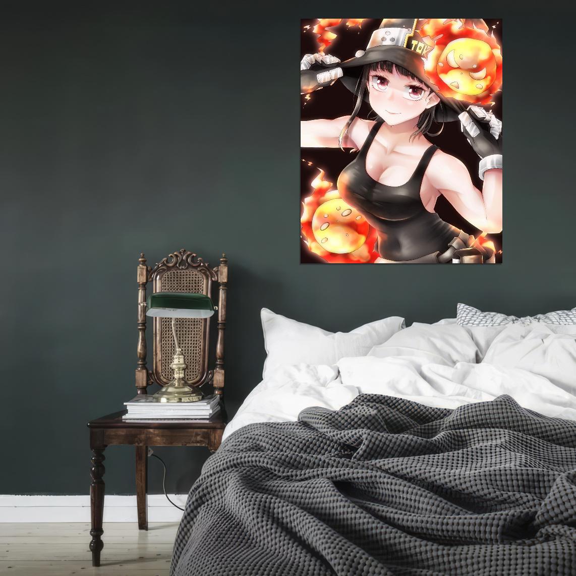 Fire Force Tv Series Anime Poster Japanese Action Supernatural Firefighters Sexy Maki Oze Manga Art - xonomax