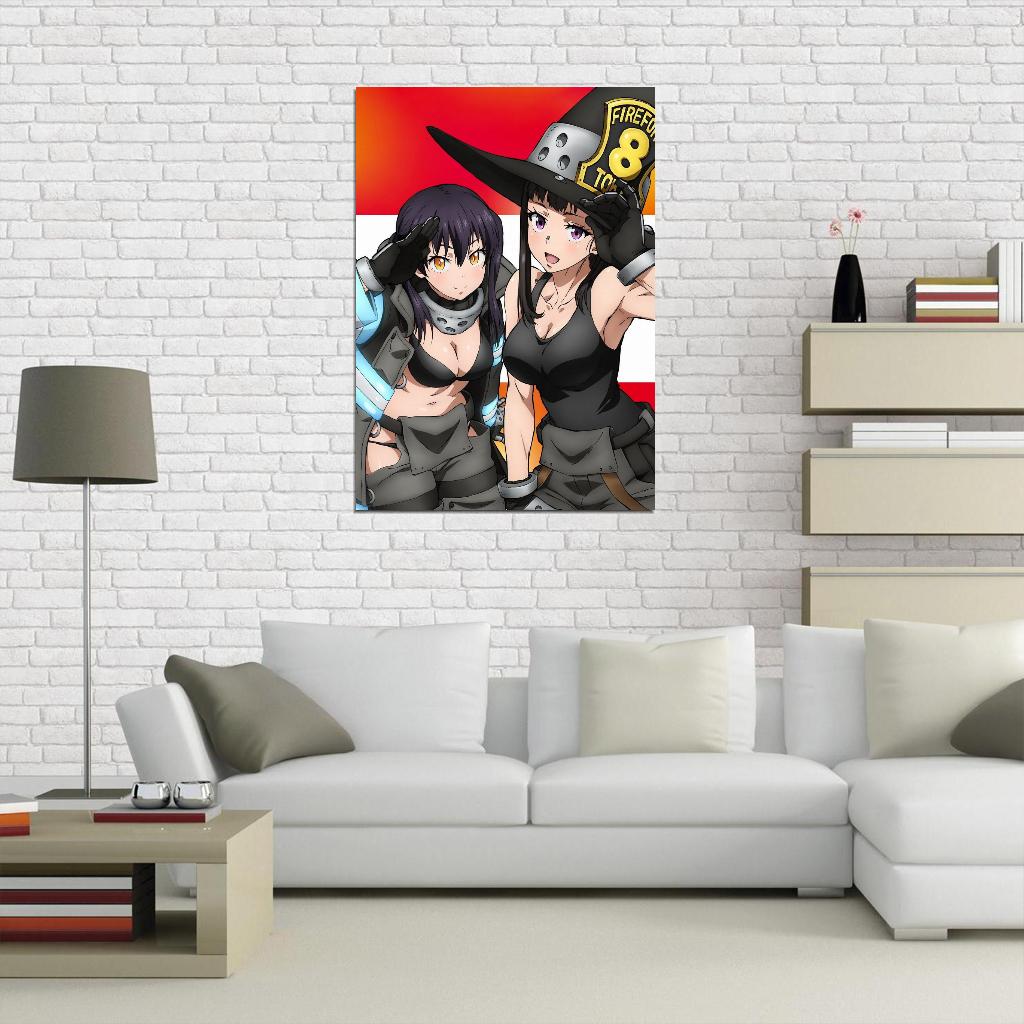 Fire Force Tv Series Anime Poster Japanese Action Supernatural Firefighters Sexy Maki Oze Manga Art - xonomax