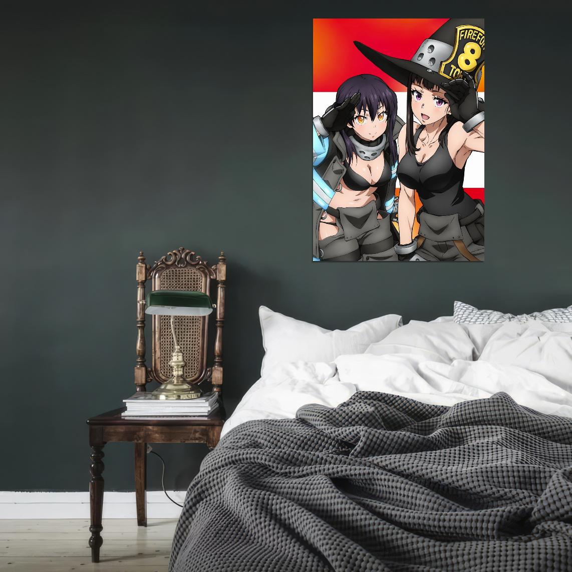 Fire Force Tv Series Anime Poster Japanese Action Supernatural Firefighters Sexy Maki Oze Manga Art - xonomax