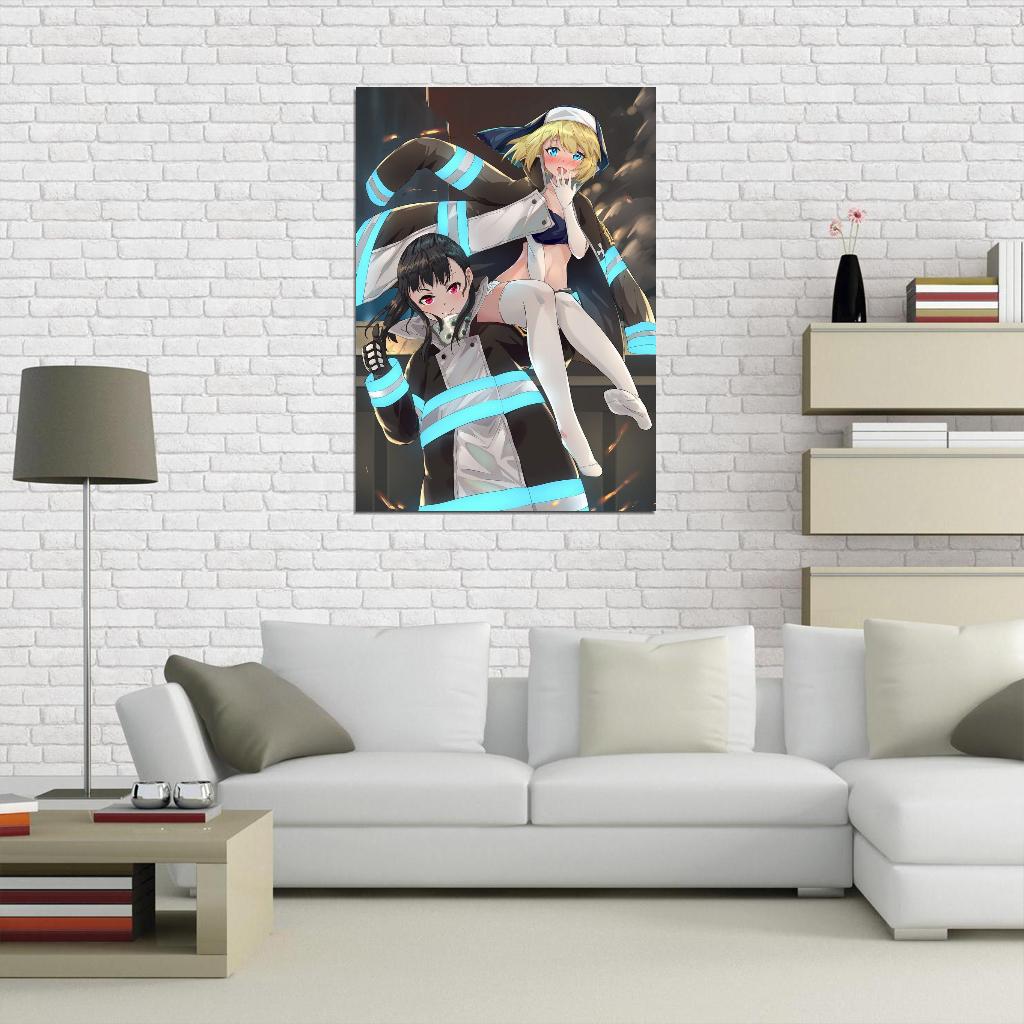 Fire Force Tv Series Anime Poster Japanese Action Supernatural Firefighters Sexy Sister Iris Manga Art