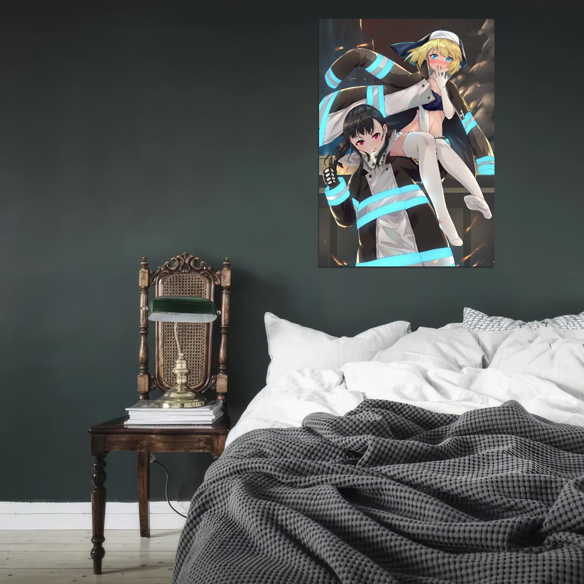 Fire Force Tv Series Anime Poster Japanese Action Supernatural Firefighters Sexy Sister Iris Manga Art - xonomax