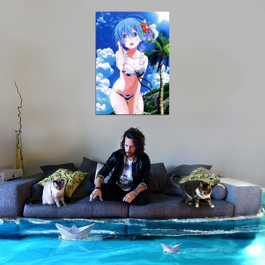 Re Zero Starting Life In Another World Anime Poster Japanese Fantasy Cute Sexy Girl Bikini Manga Art - xonomax