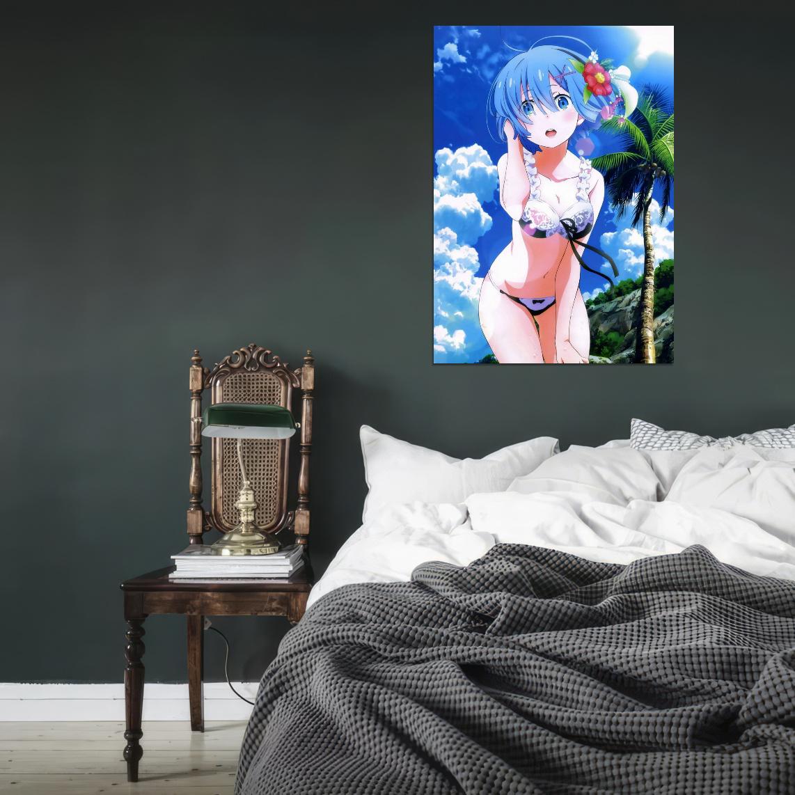 Re Zero Starting Life In Another World Anime Poster Japanese Fantasy Cute Sexy Girl Bikini Manga Art - xonomax