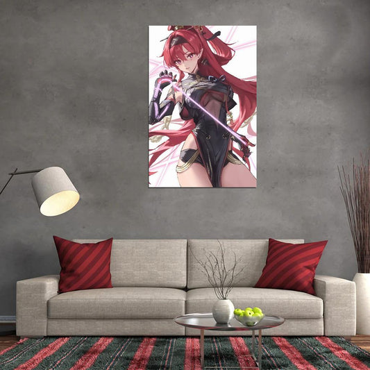 Yinlin Wuthering Waves Video Game Anime Poster Redhead Girl Manga Art - xonomax