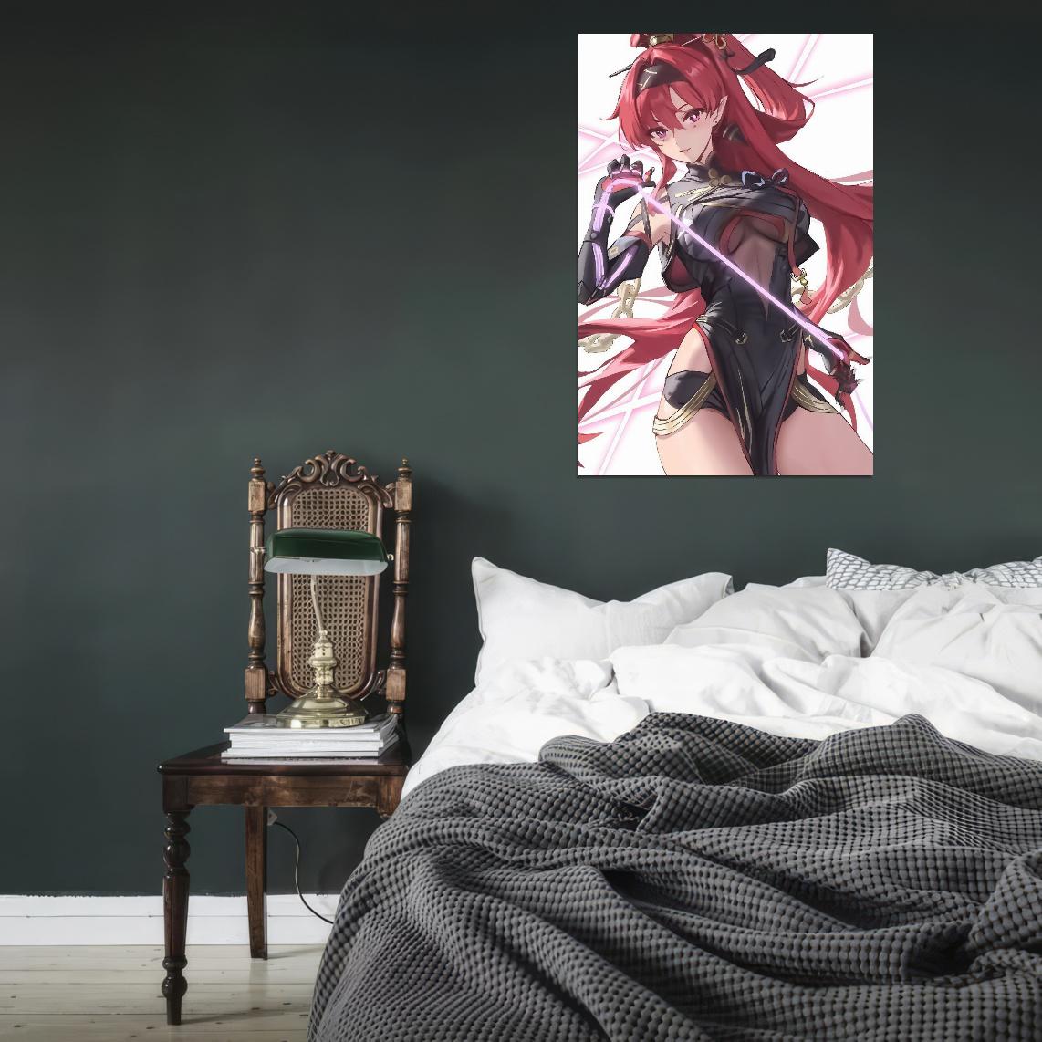 Yinlin Wuthering Waves Video Game Anime Poster Redhead Girl Manga Art - xonomax