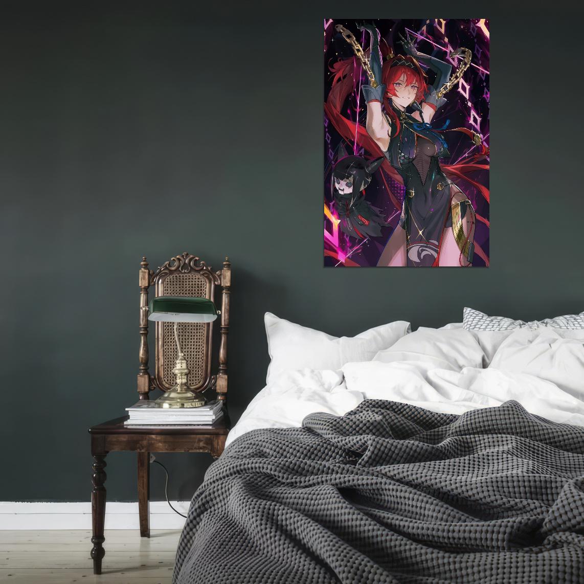 Yinlin Wuthering Waves Video Game Anime Poster Redhead Girl Manga Art
