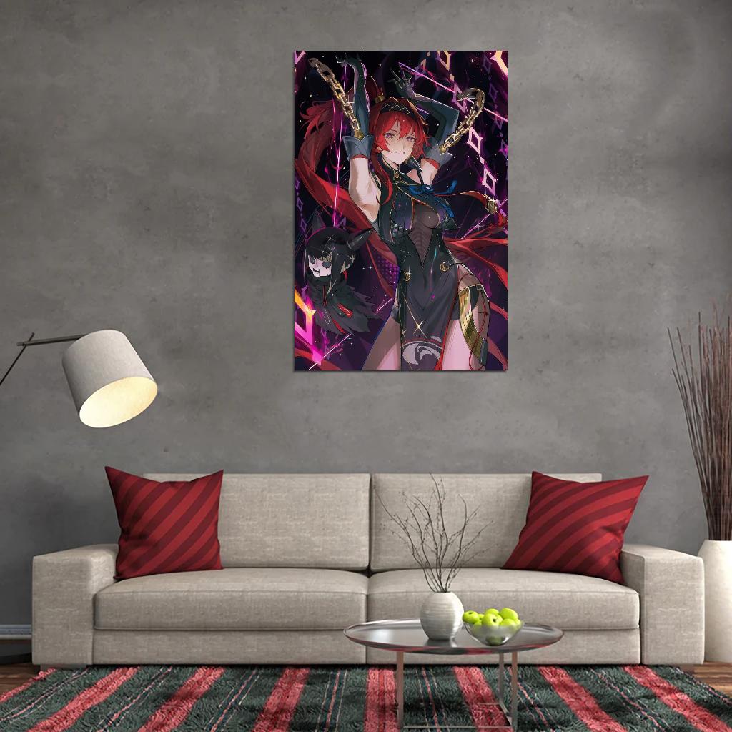 Yinlin Wuthering Waves Video Game Anime Poster Redhead Girl Manga Art