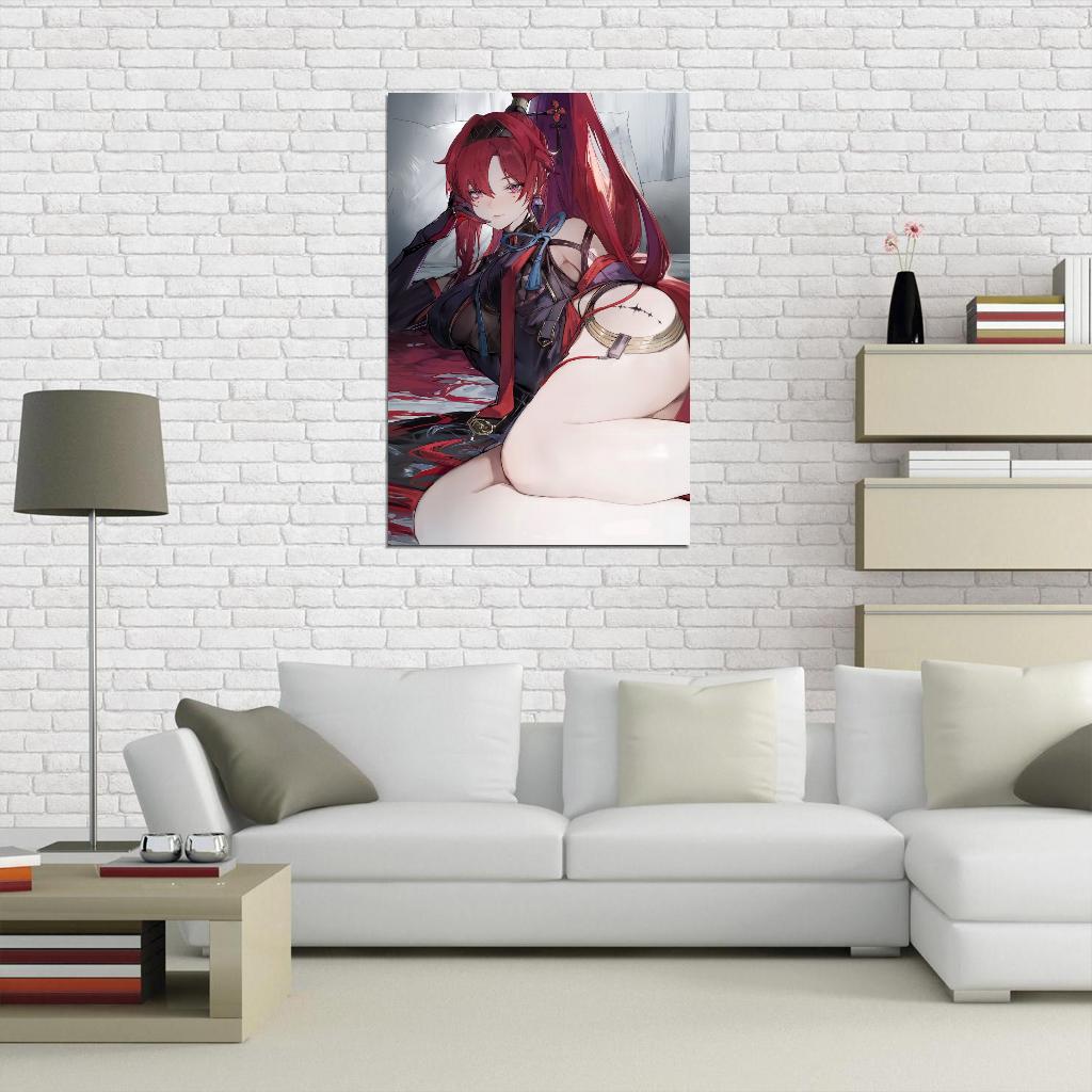 Yinlin Wuthering Waves Video Game Anime Poster Redhead Girl Sexy Manga Art