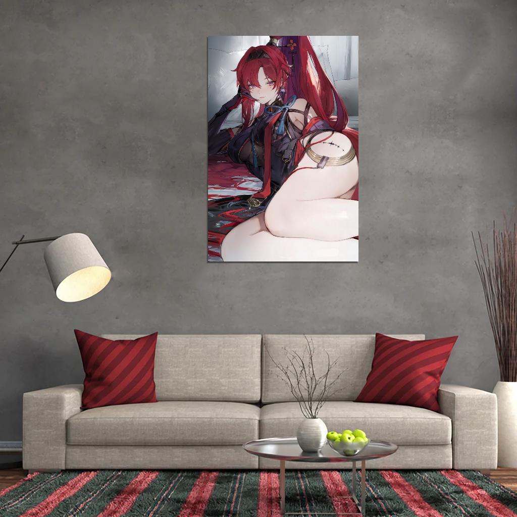 Yinlin Wuthering Waves Video Game Anime Poster Redhead Girl Sexy Manga Art