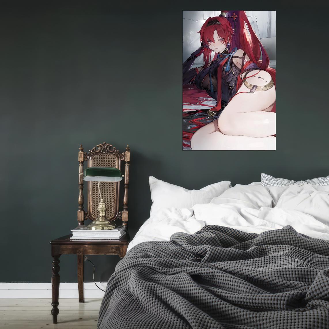 Yinlin Wuthering Waves Video Game Anime Poster Redhead Girl Sexy Manga Art - xonomax